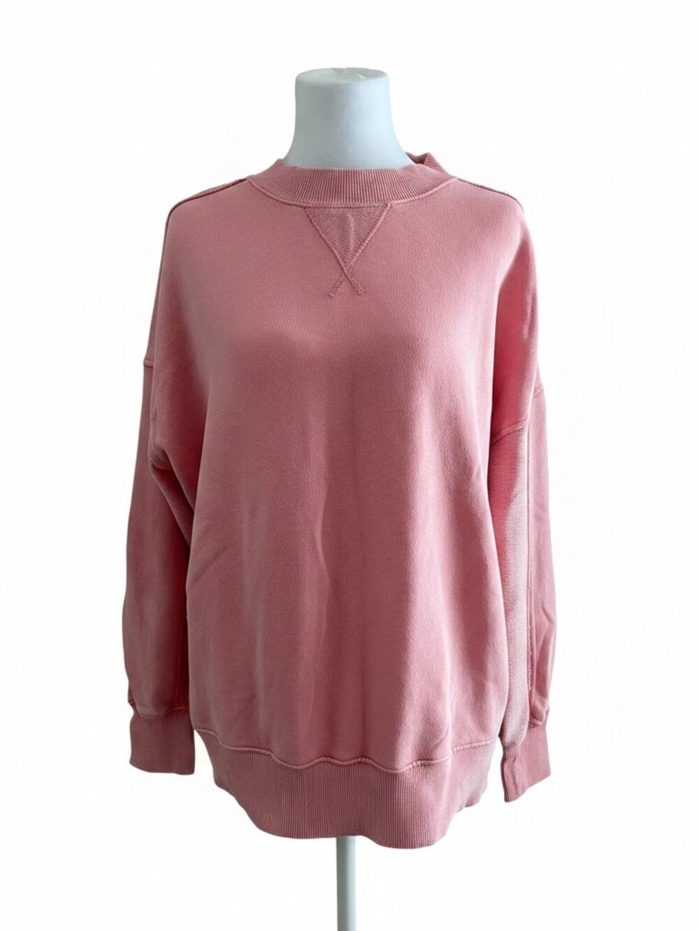 Aerie Oversized Vacay Crew Sweatshirt Mineral Wash Pink - Size XXS